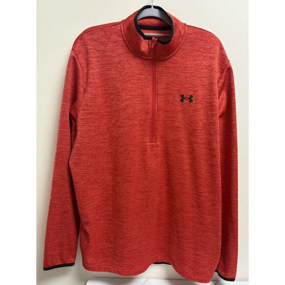 Under Armour Men's 1/4 Zip Pullover Red Heather Long Sleeve Loose Fit Size Large - Picture 1 of 5